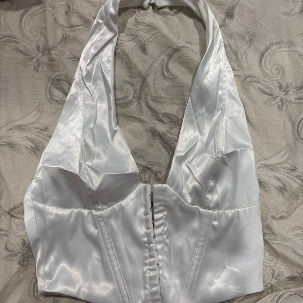 White Satin Halter Top